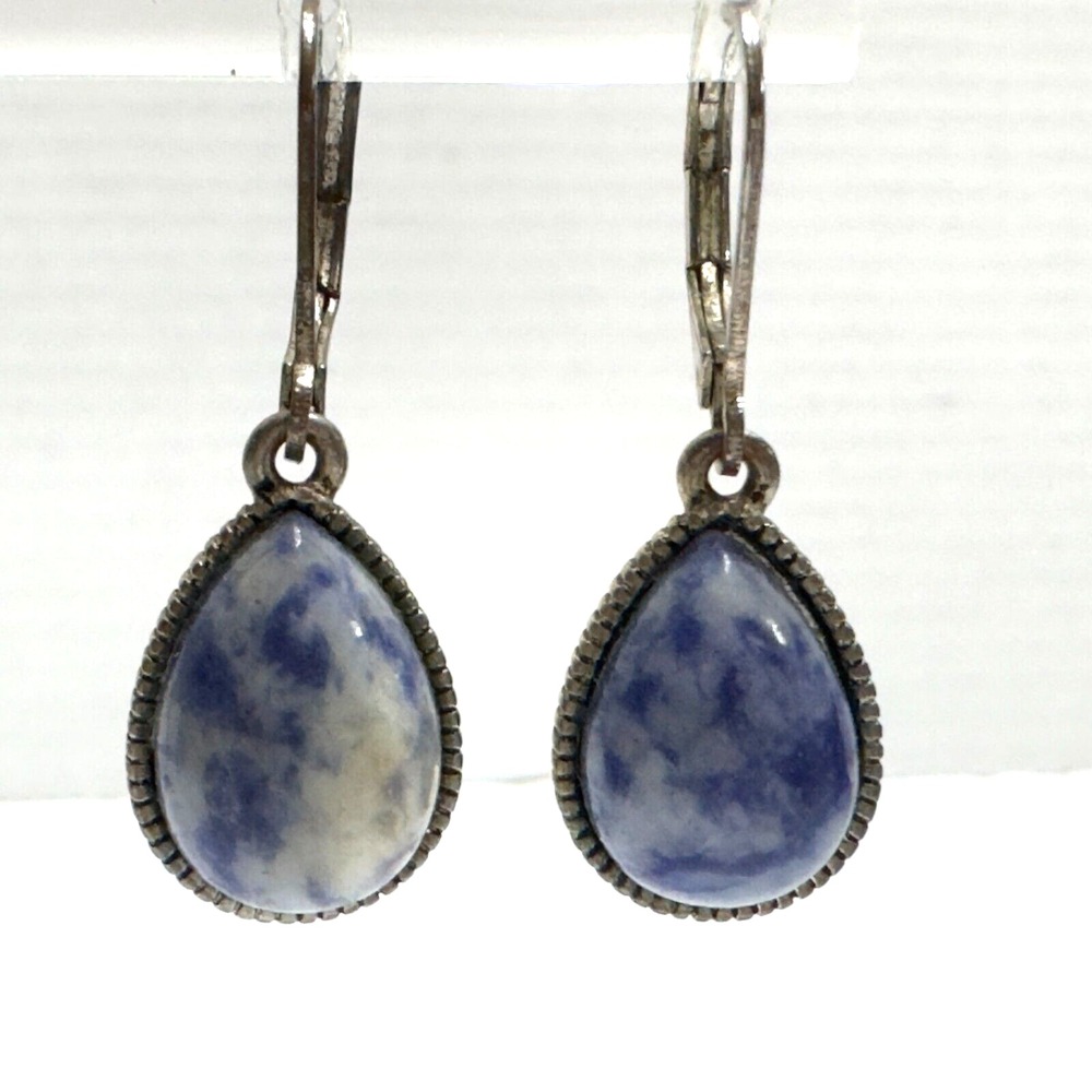 Nine West Vintage America Earrings Dangle Pierced Sodalite Leverback 1.25" Blue